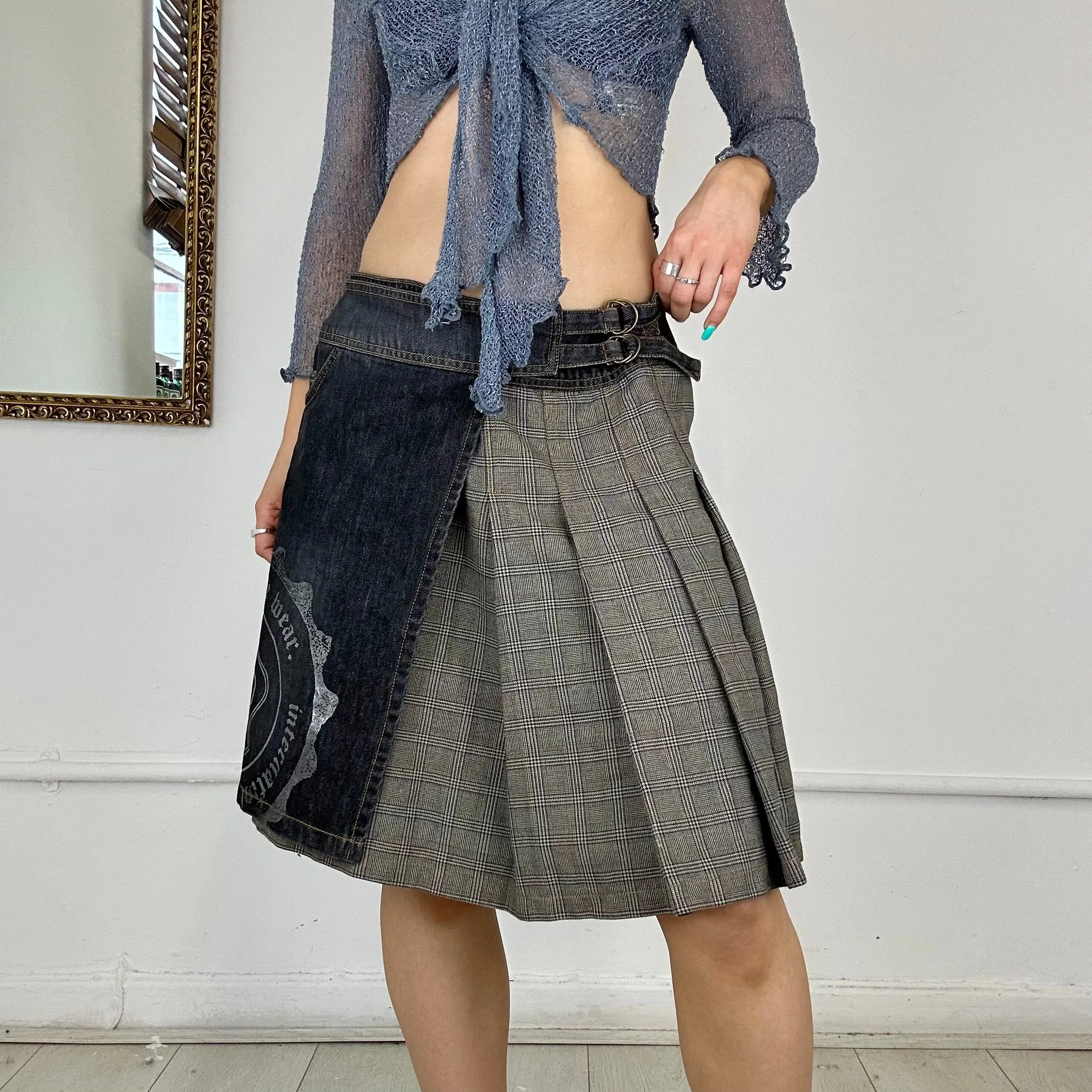 00's pleated midi skirt