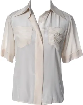 1970's Loewe Silk Vintage Blouse with Logo Pocket