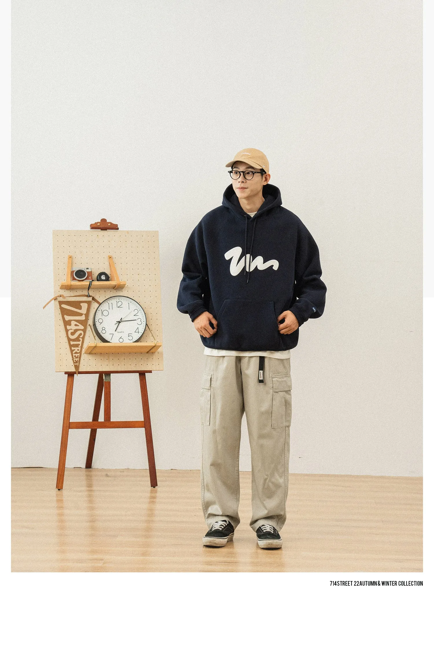 714street ラグランスリーブロゴスウェットパーカ 714ST087