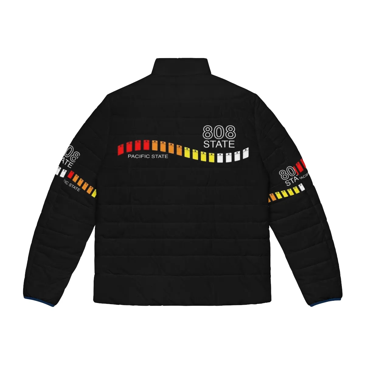 808 State Pacific State Retro Puffer Jacket for EDM & 80s Fans