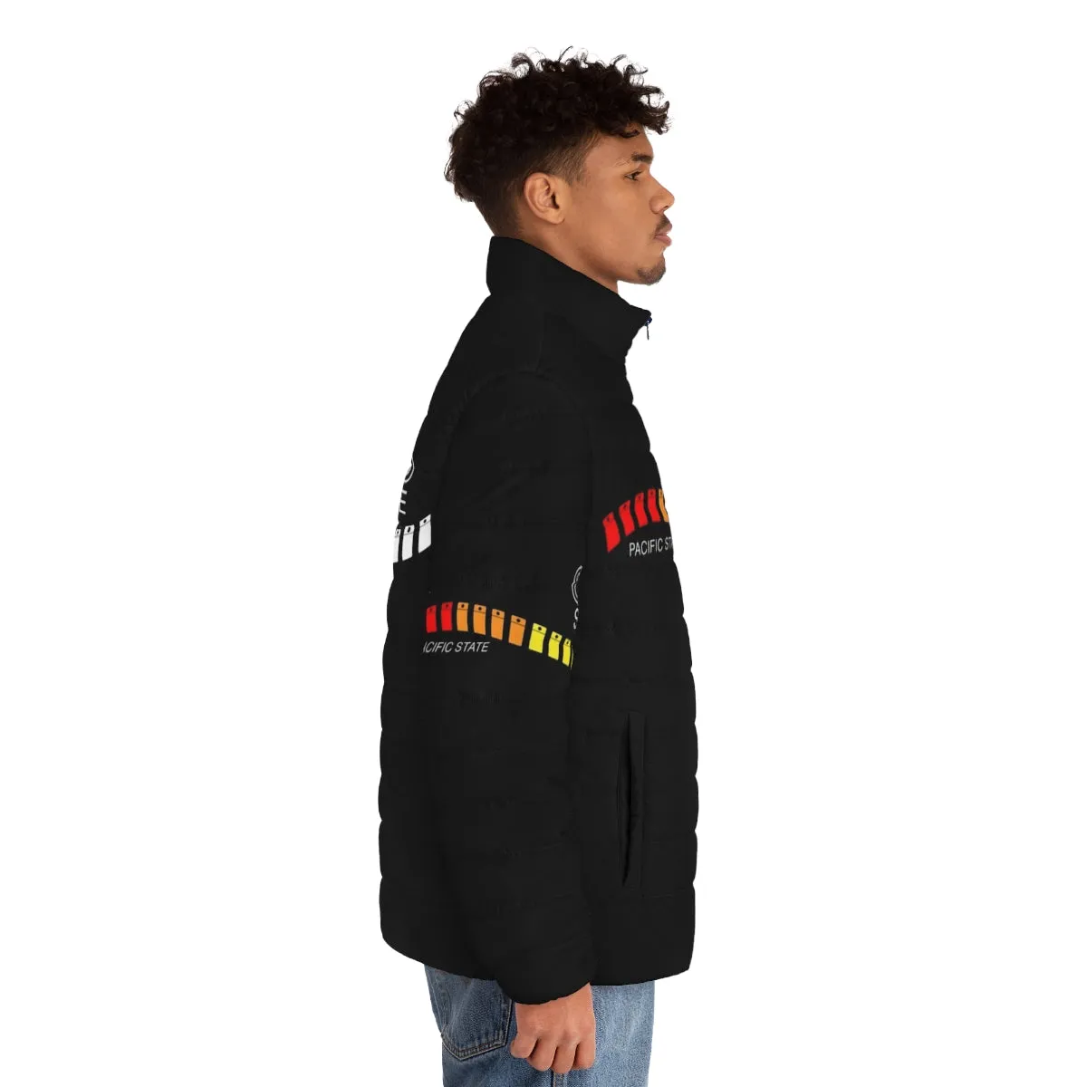 808 State Pacific State Retro Puffer Jacket for EDM & 80s Fans