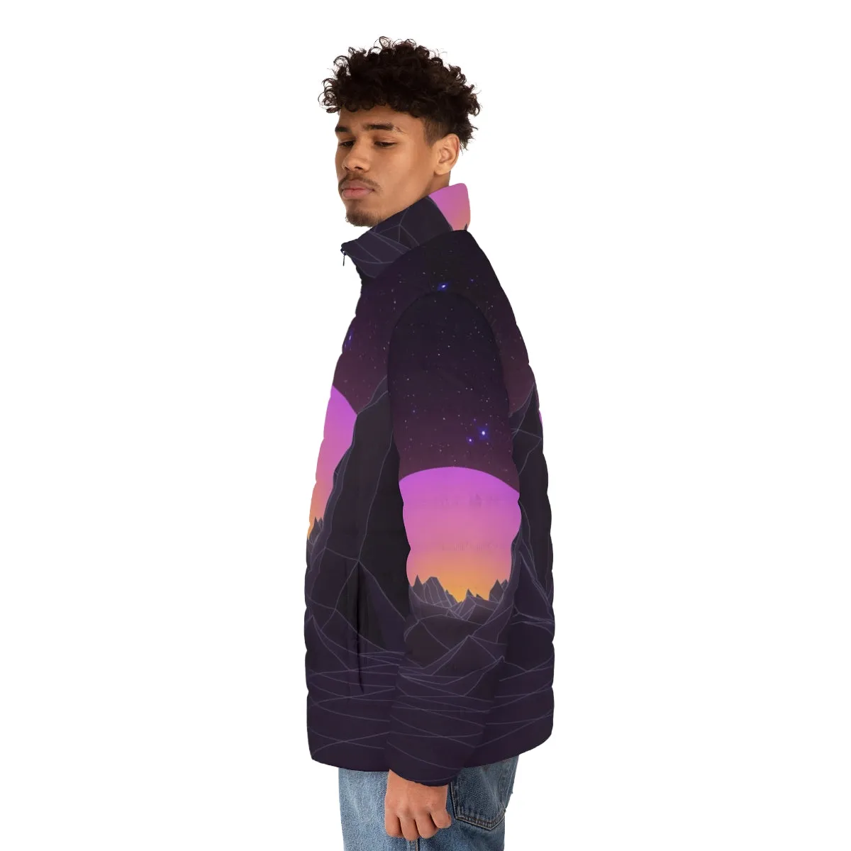 80s Retro Vaporwave Puffer Jacket - Futuristic Aesthetic Apparel