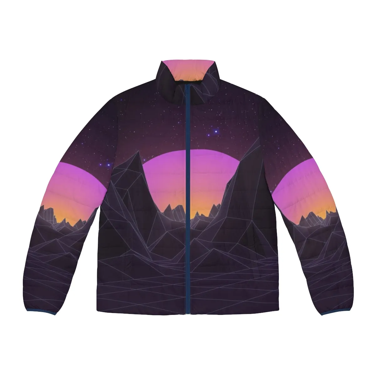 80s Retro Vaporwave Puffer Jacket - Futuristic Aesthetic Apparel