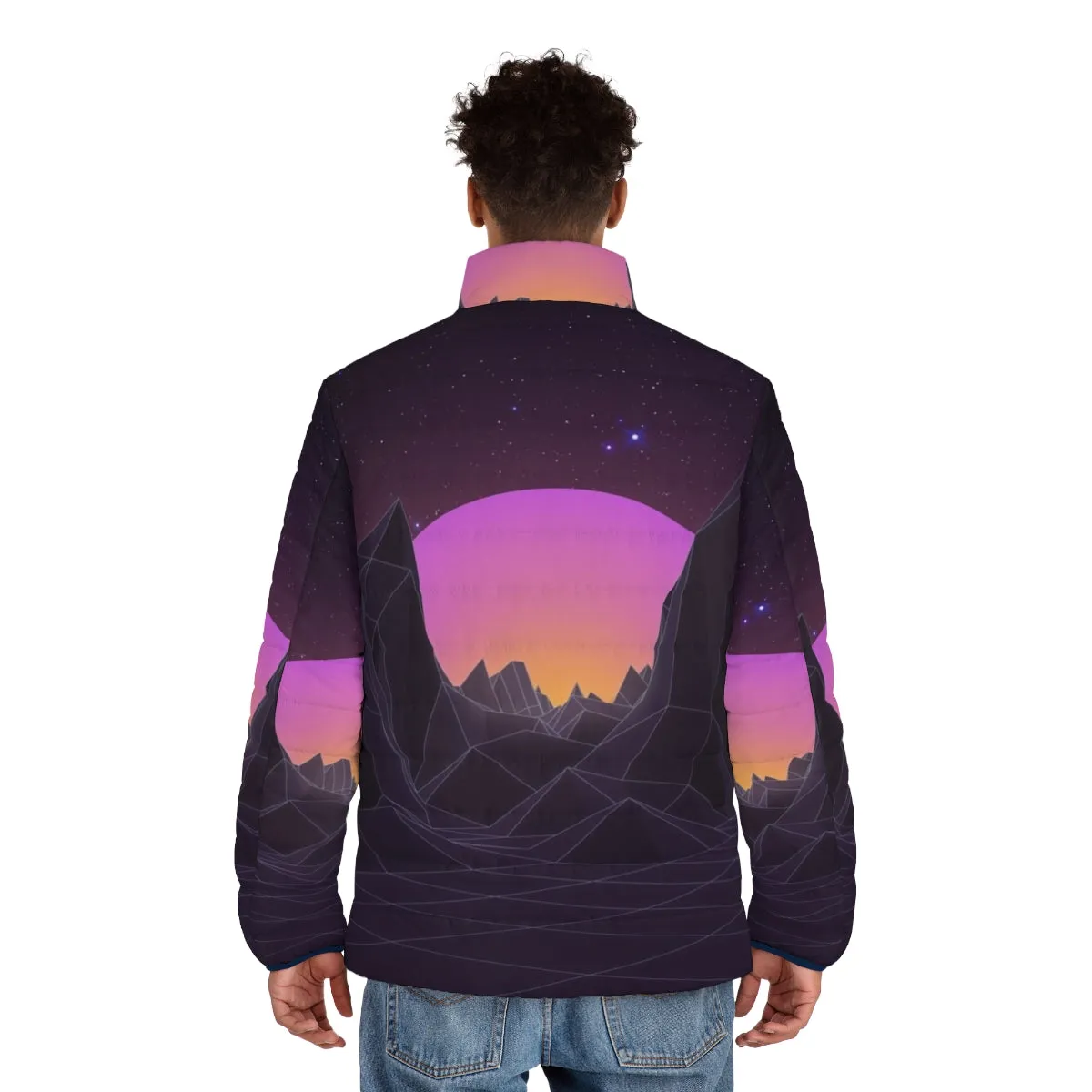 80s Retro Vaporwave Puffer Jacket - Futuristic Aesthetic Apparel