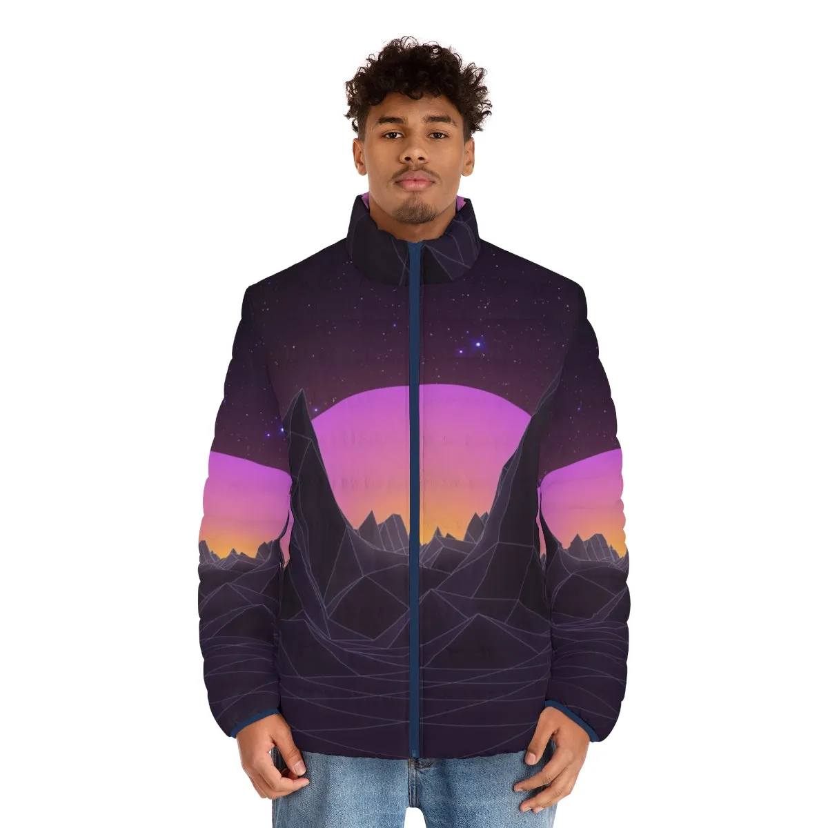 80s Retro Vaporwave Puffer Jacket - Futuristic Aesthetic Apparel