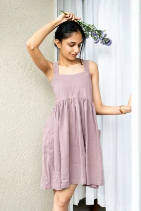 Aadya Moda Women's Kala Cotton Purple Gathered Midi Dress