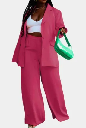Afternoon Tea Strawberry Pink Blazer and Long Pants Set