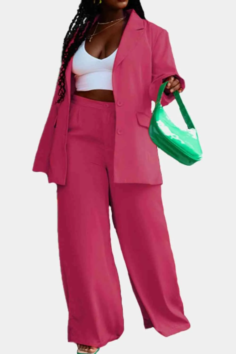 Afternoon Tea Strawberry Pink Blazer and Long Pants Set
