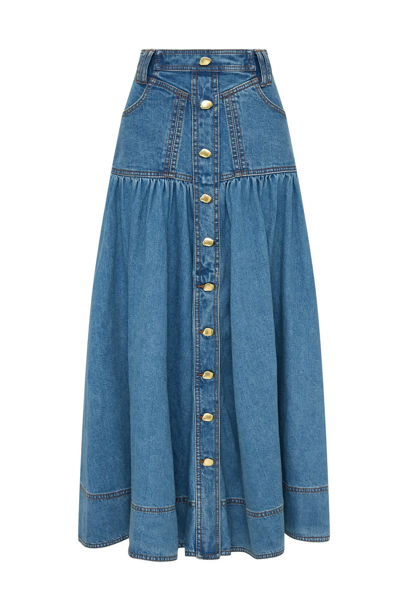 Aje Belmond Denim Midi Skirt