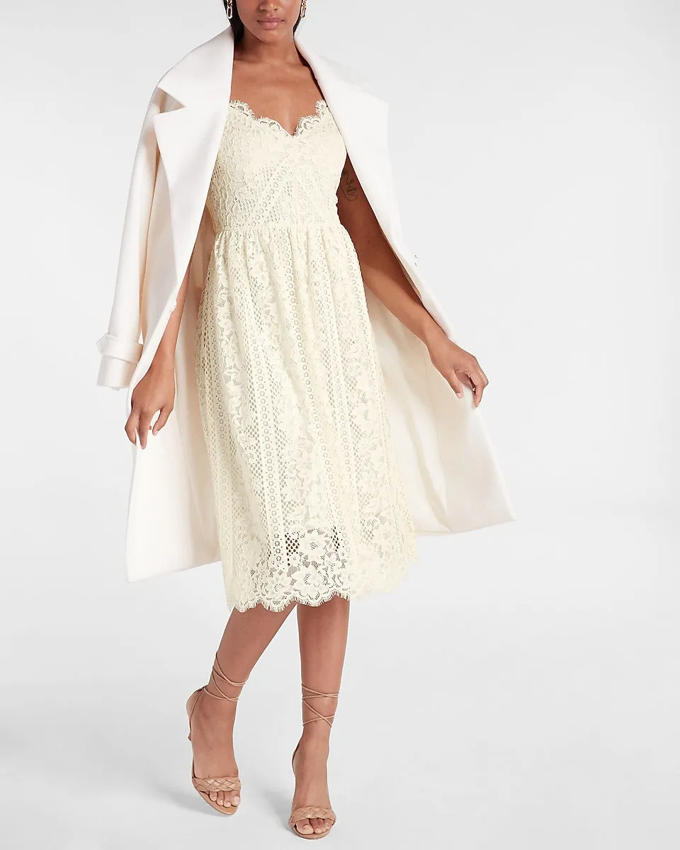 Allover Lace Midi Dress in Swan