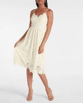 Allover Lace Midi Dress in Swan