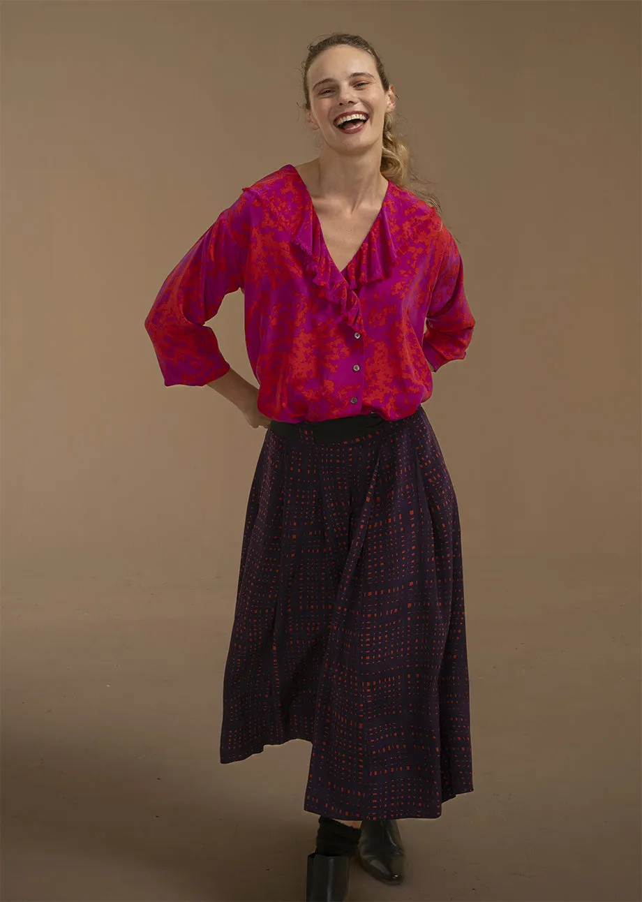 An An Londree Midi Skirt Aubergine Cop