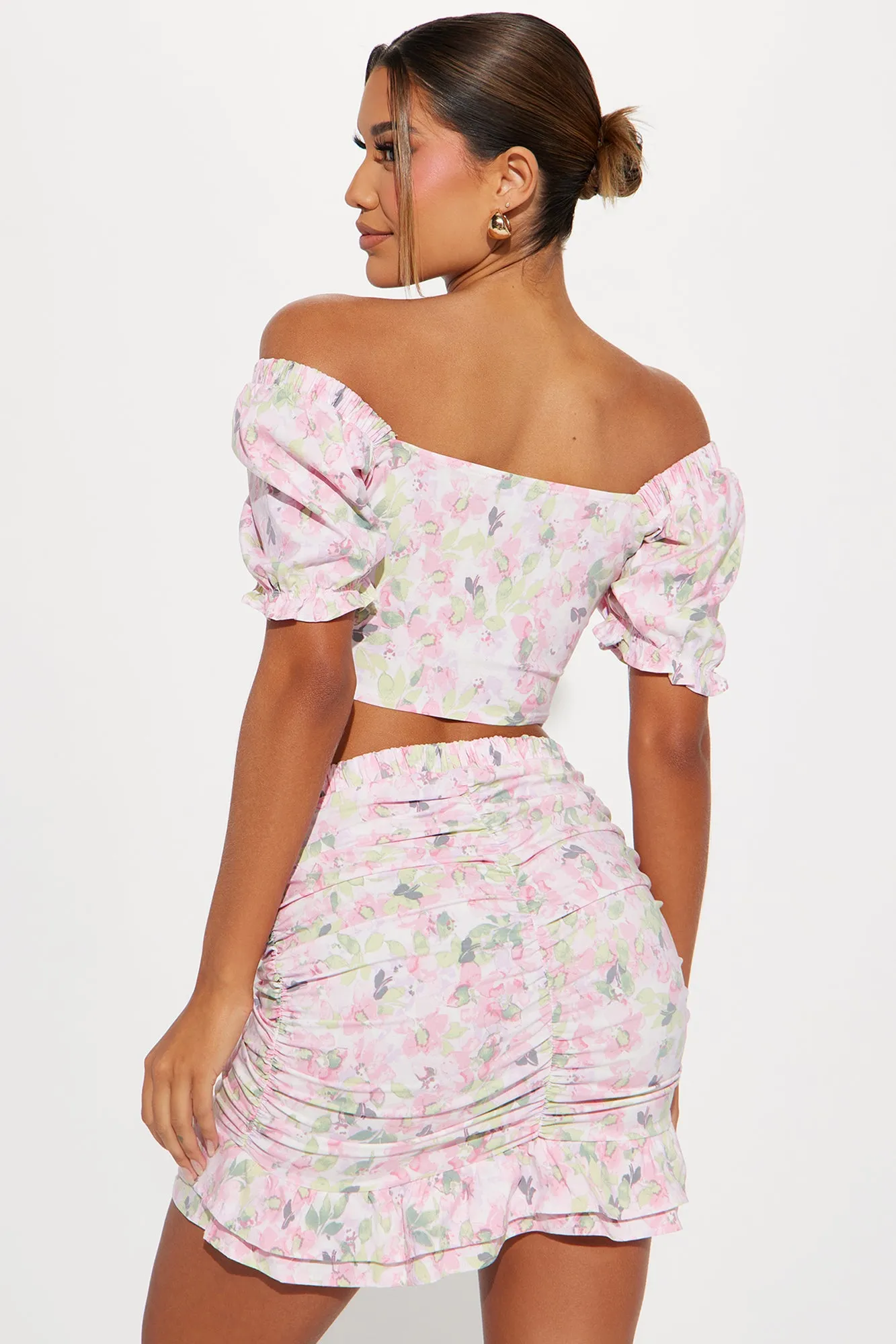 Angelina Floral Skirt Set - Coral