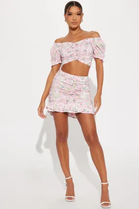 Angelina Floral Skirt Set - Coral
