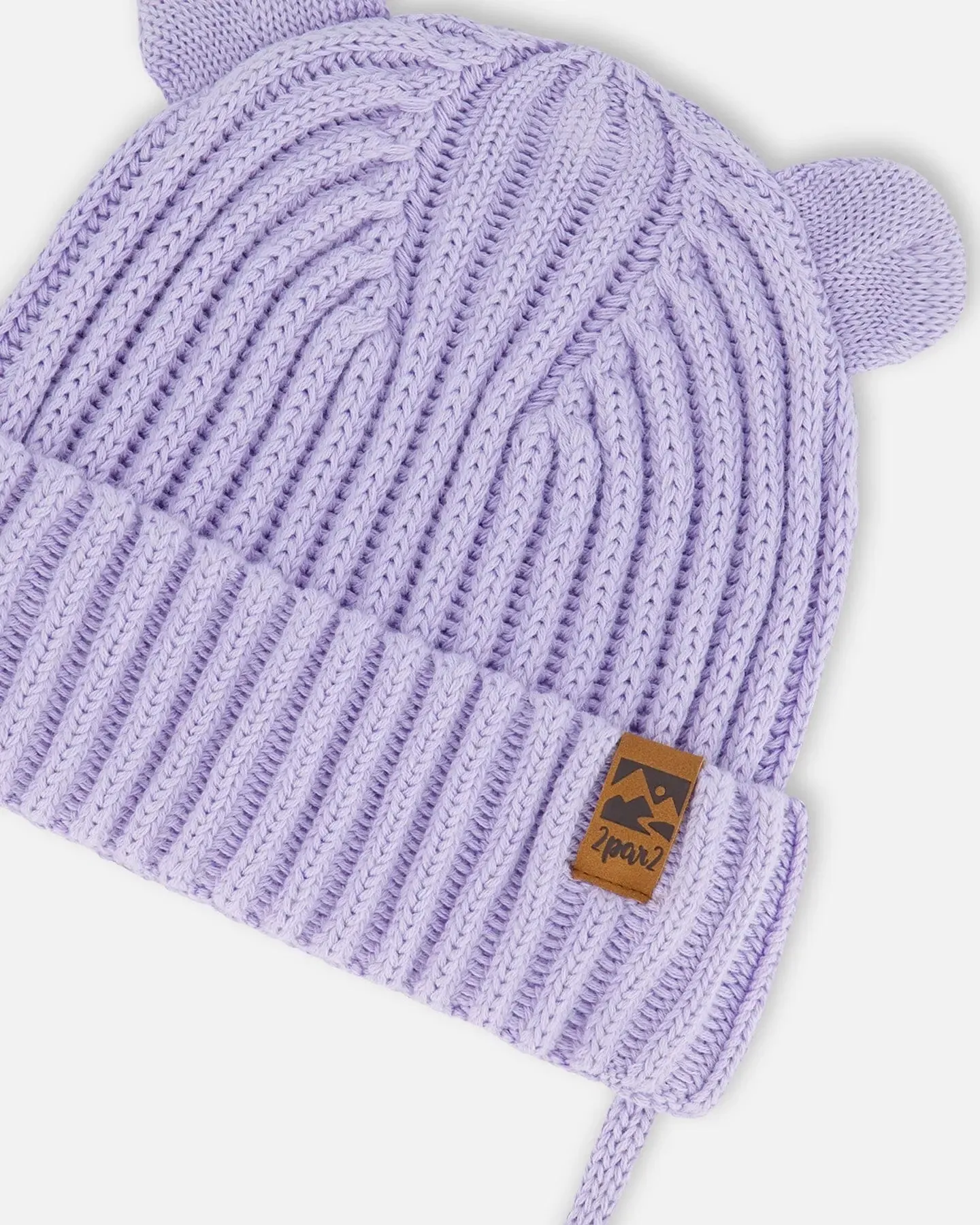 Baby Knit Hat With Strings Lilac
