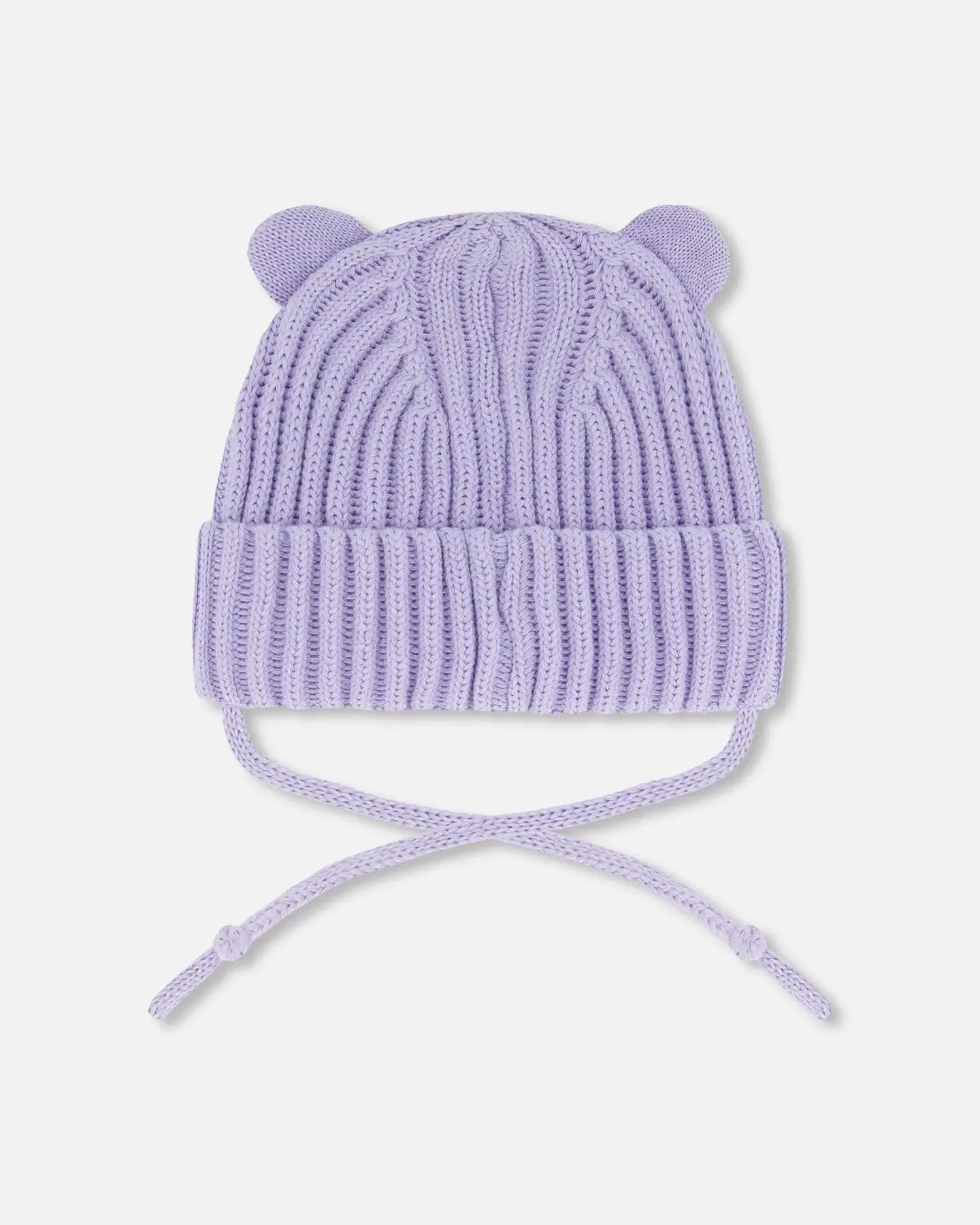 Baby Knit Hat With Strings Lilac