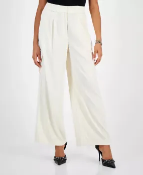 Bar III Pleated Wide-Leg Cargo-Pocket Pants