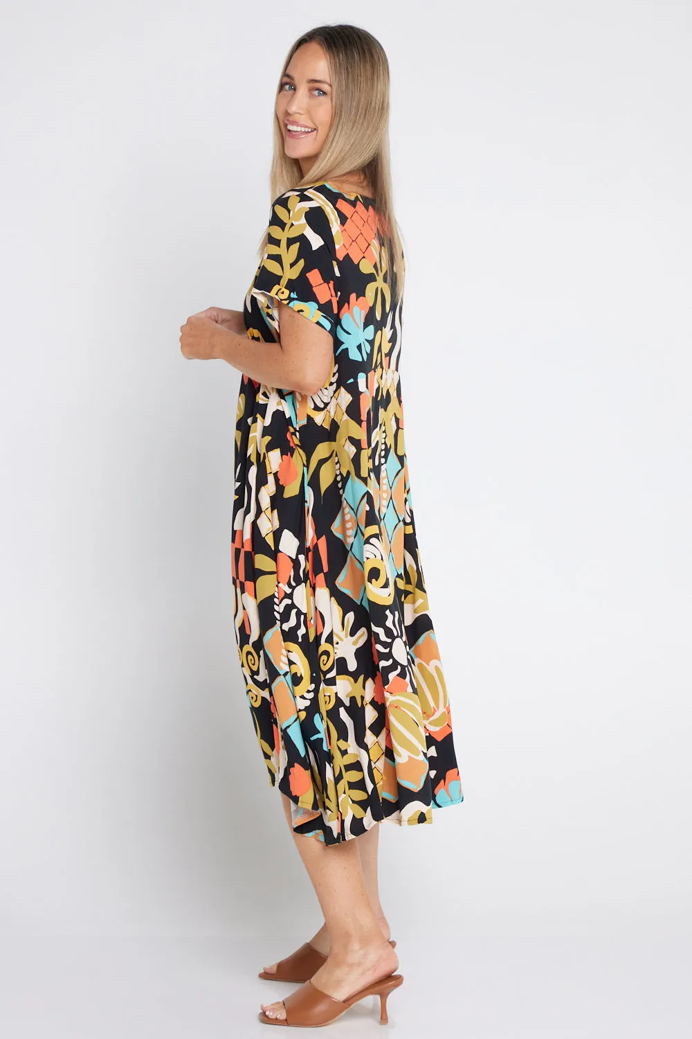 Bettani Dress - Black/Beach Floral