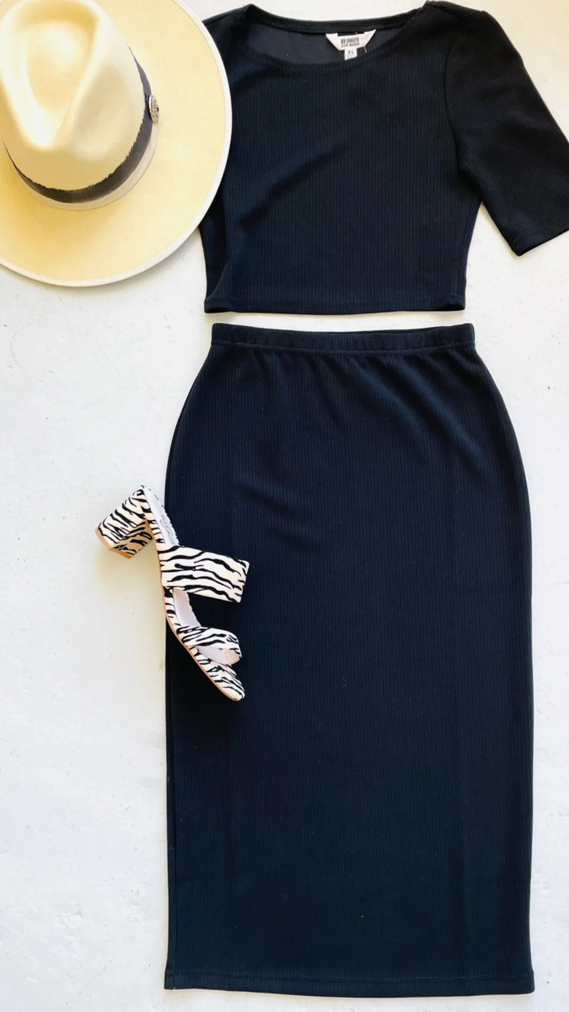 Black Easy Living Midi Skirt