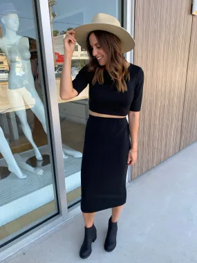 Black Easy Living Midi Skirt