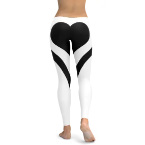 Black Heart Shaped White Leggings