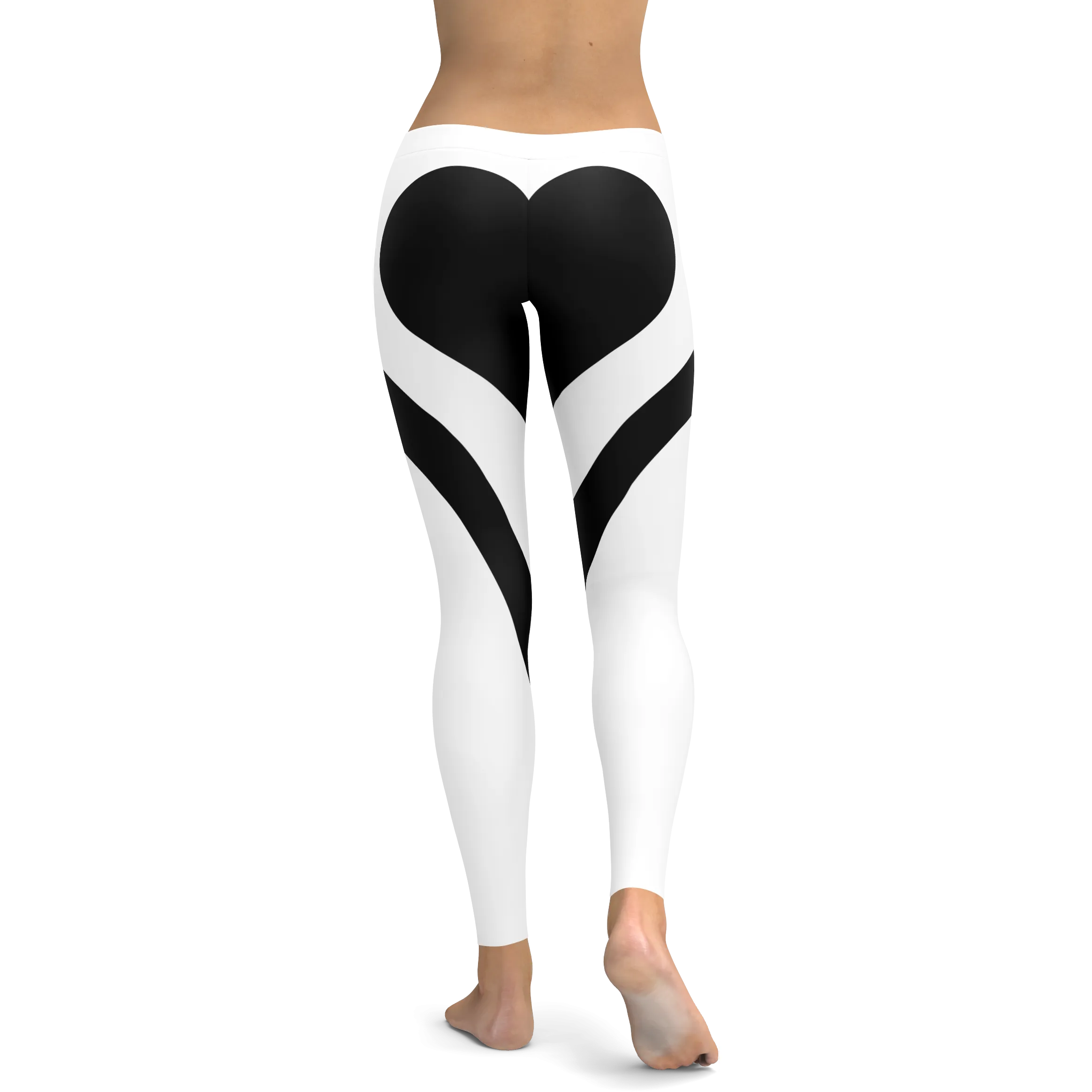 Black Heart Shaped White Leggings
