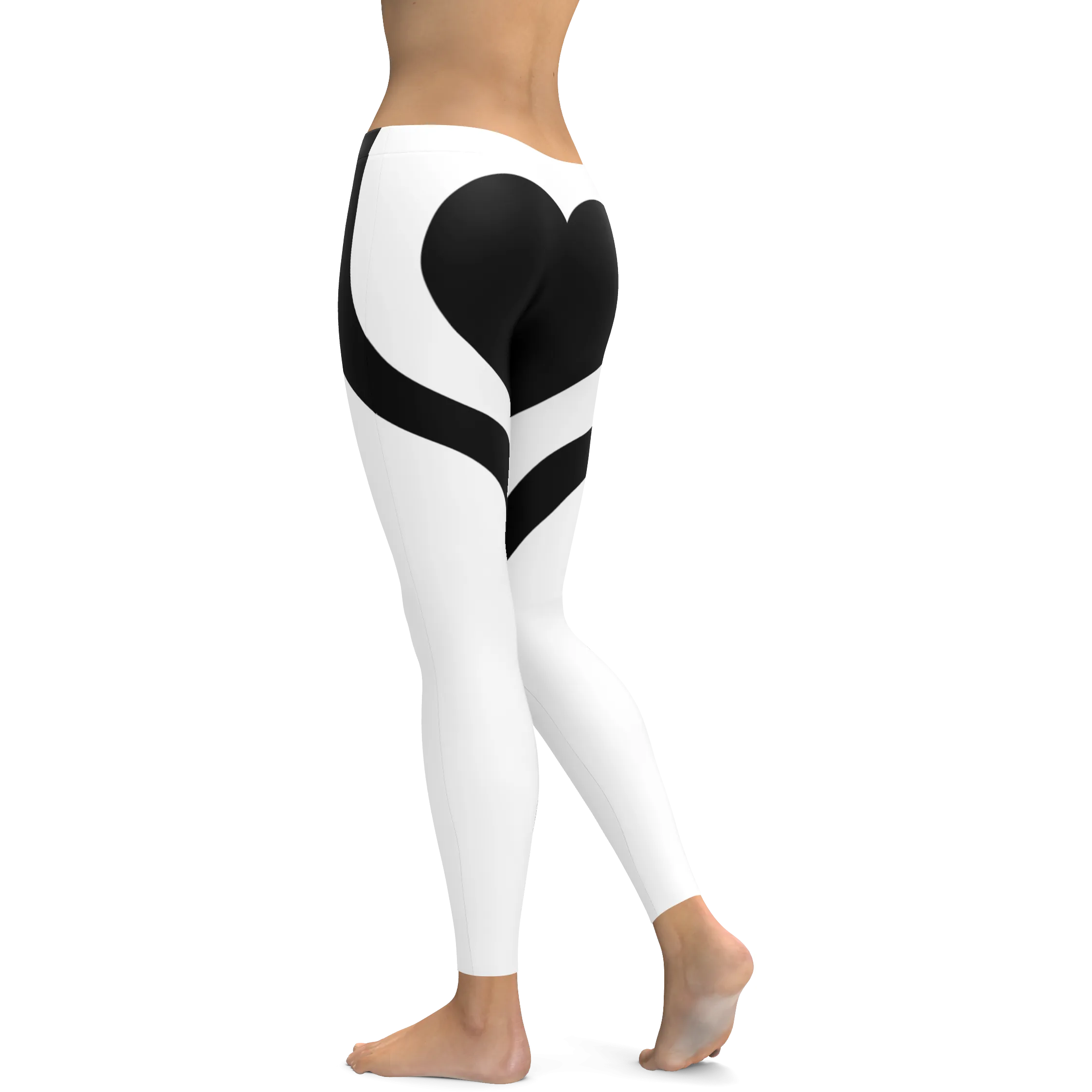 Black Heart Shaped White Leggings