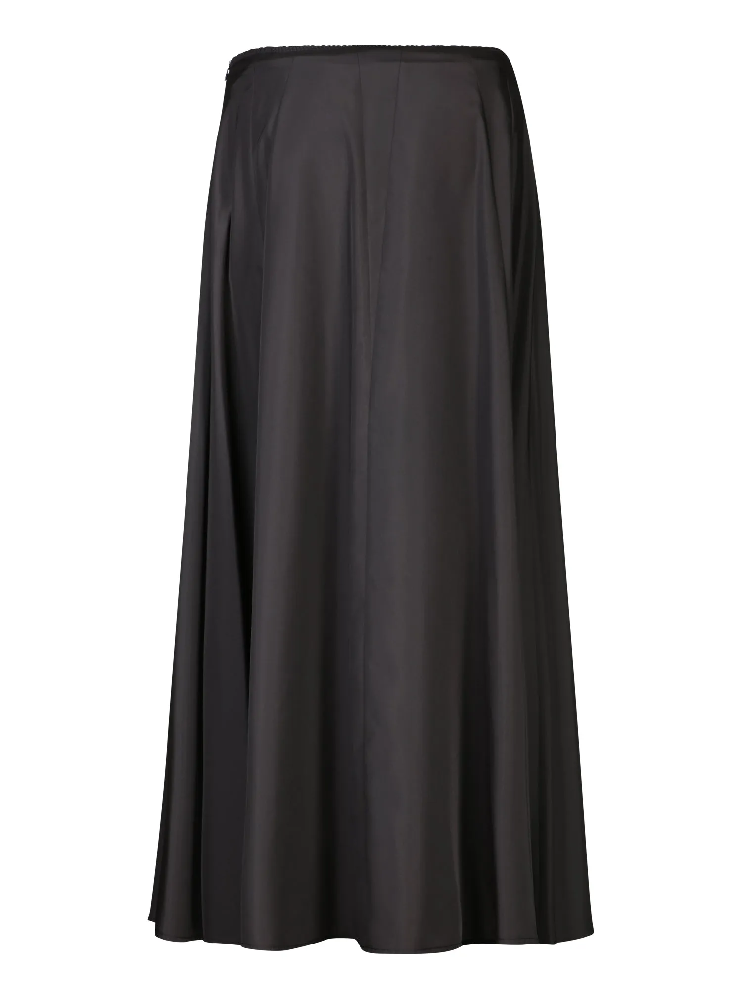 Black Taffeta Midi Slit Skirt
