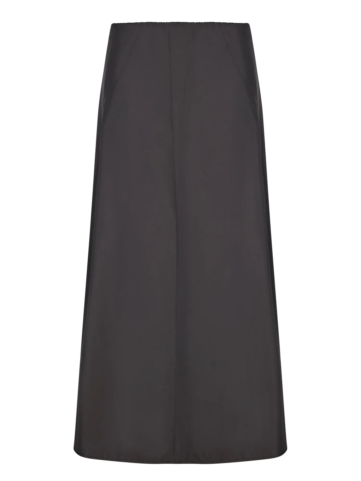 Black Taffeta Midi Slit Skirt