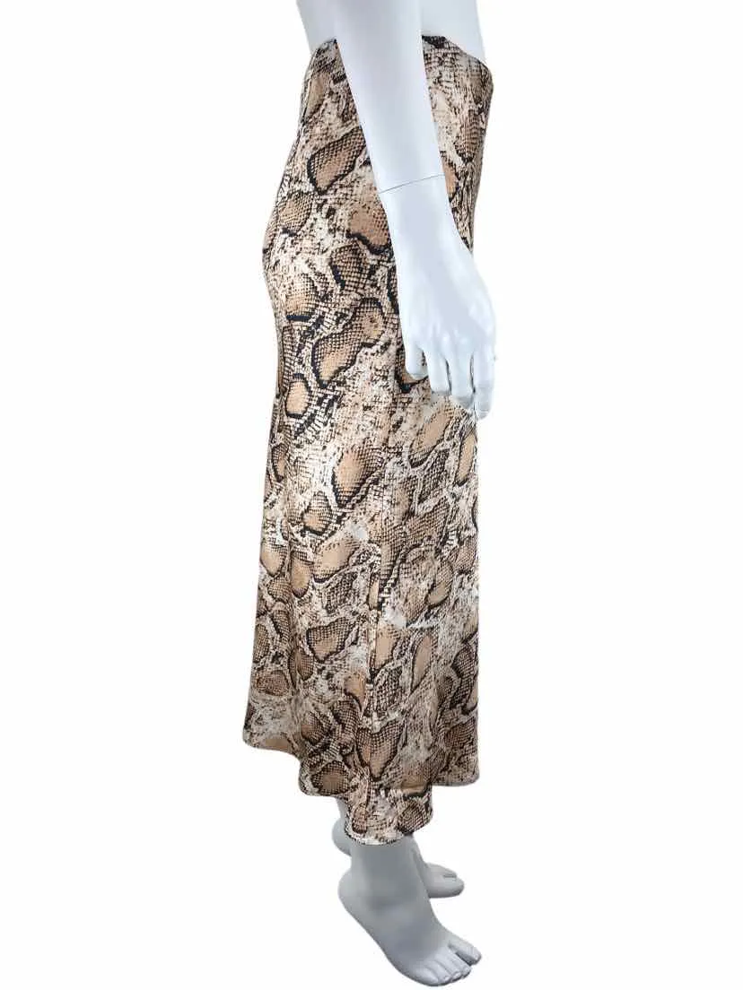 Bloomingdales Aqua, Women's Snakeskin Midi Skirt, Ivory/Multi, Size M