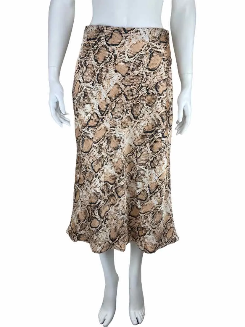 Bloomingdales Aqua, Women's Snakeskin Midi Skirt, Ivory/Multi, Size M