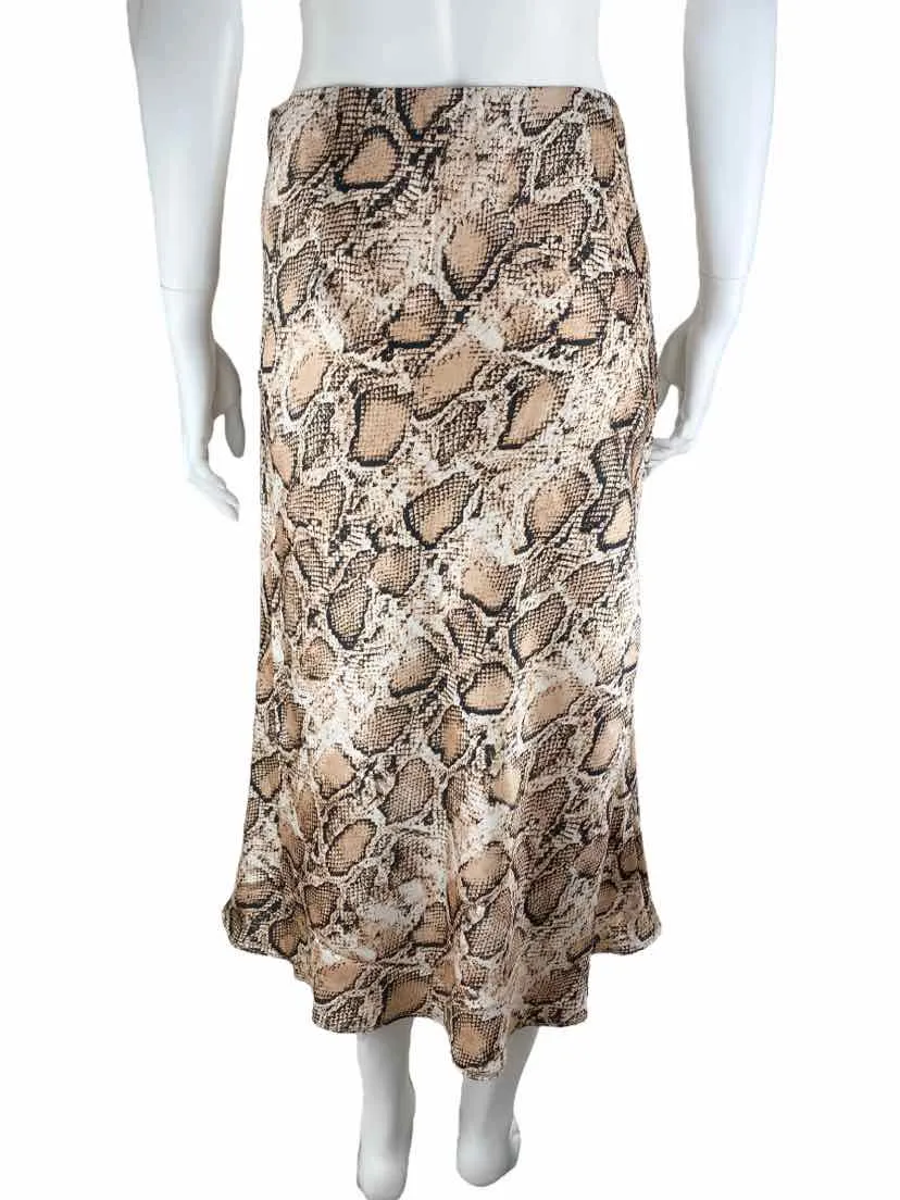 Bloomingdales Aqua, Women's Snakeskin Midi Skirt, Ivory/Multi, Size M