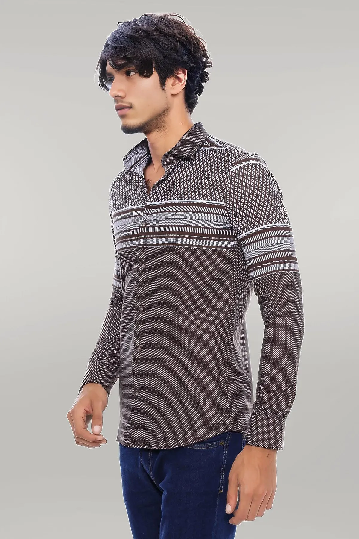 Brown Diamond Patterned Shirt - Wessi