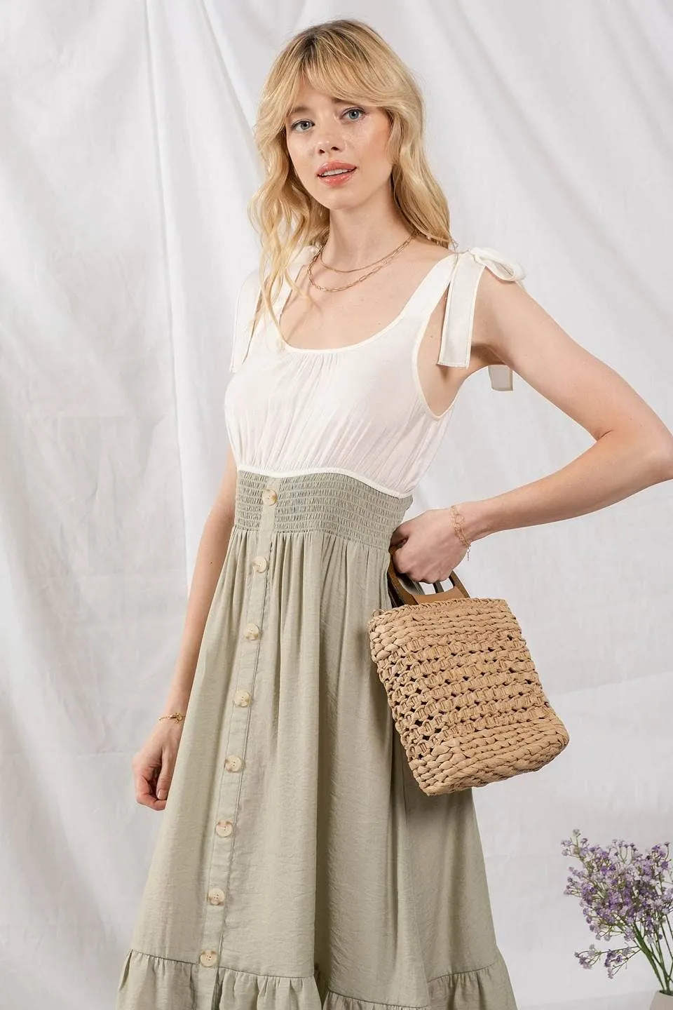 Button Down Midi Dress Style 8126