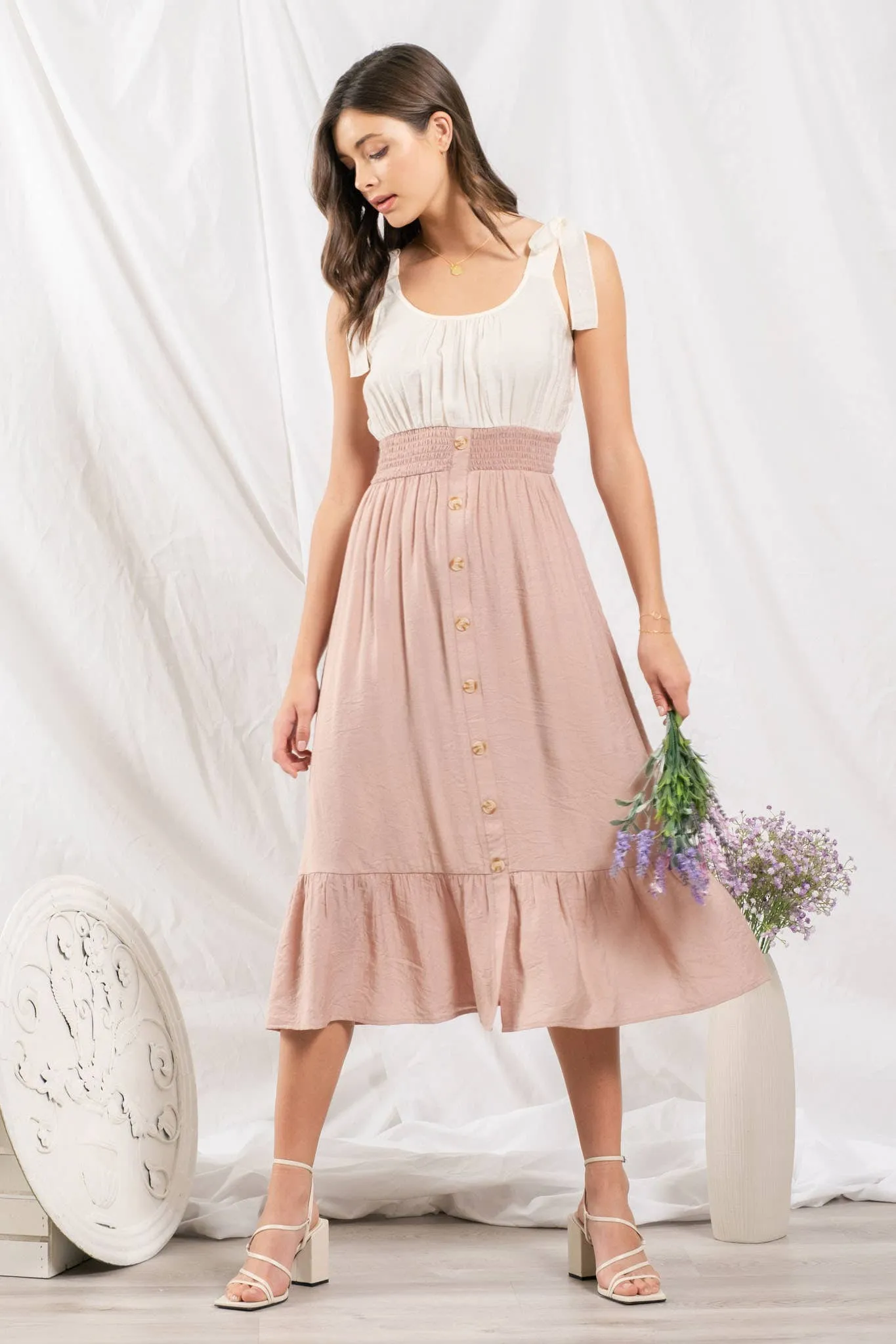 Button Down Midi Dress Style 8126
