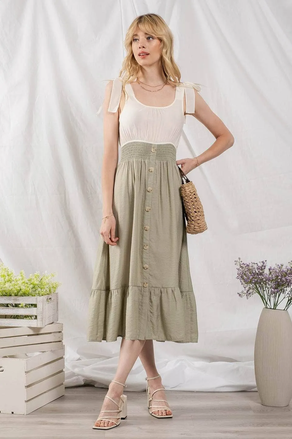 Button Down Midi Dress Style 8126