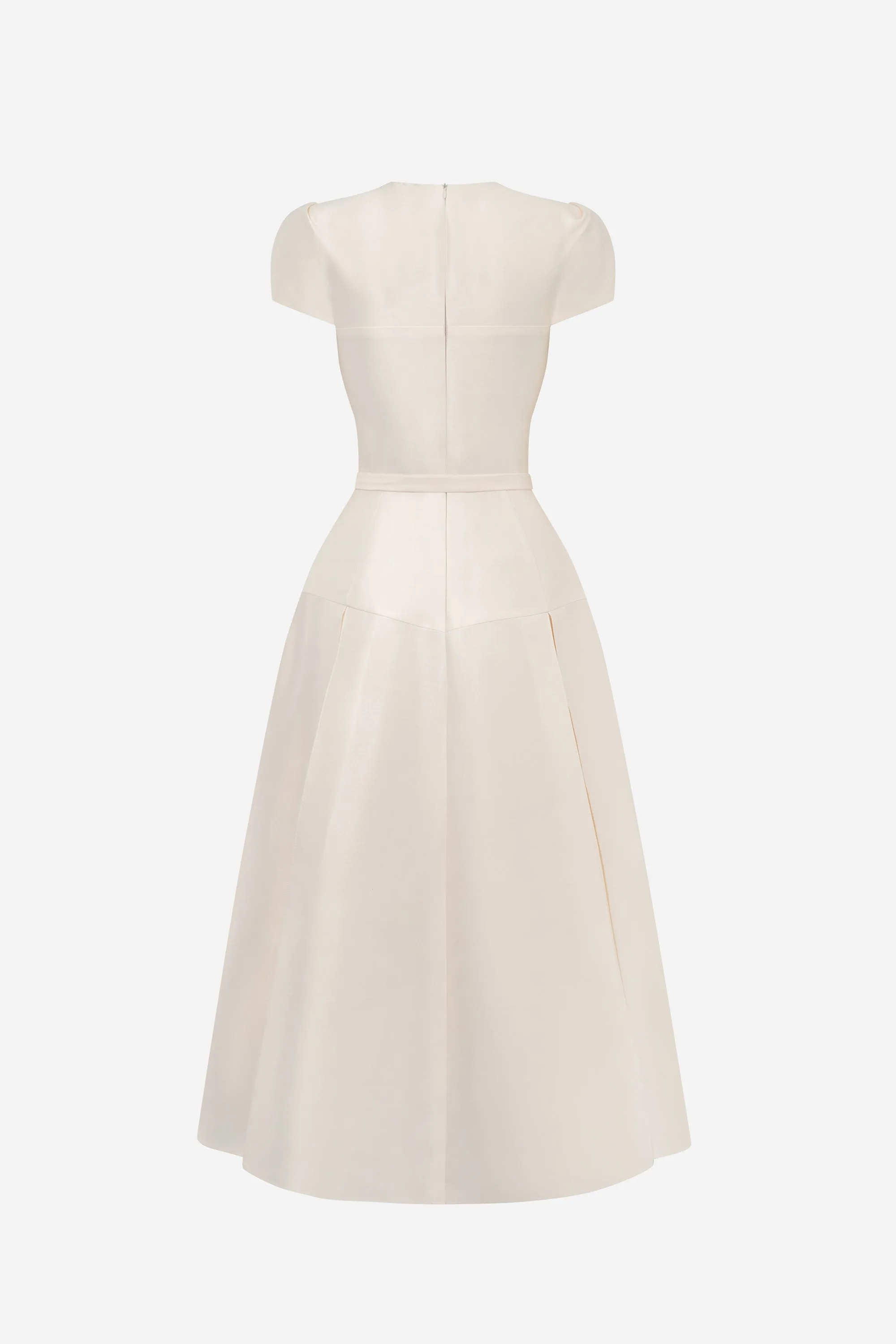 Calla Drop Waist Box Pleated Rayon Midi Dress