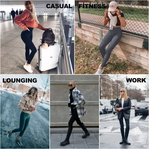 CAMPSNAIL 4 Pack High Waisted Leggings for Women with Pockets- Soft Tummy Control Slimming Yoga Pants for Workout Running