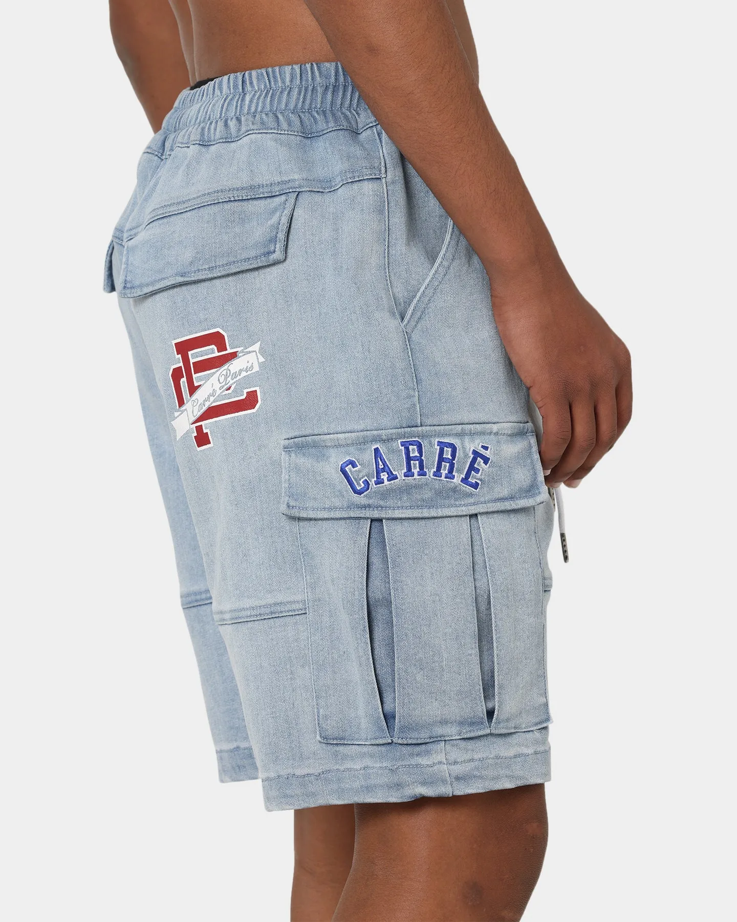 Carré Paris Denim Cargo Shorts Vintage Blue