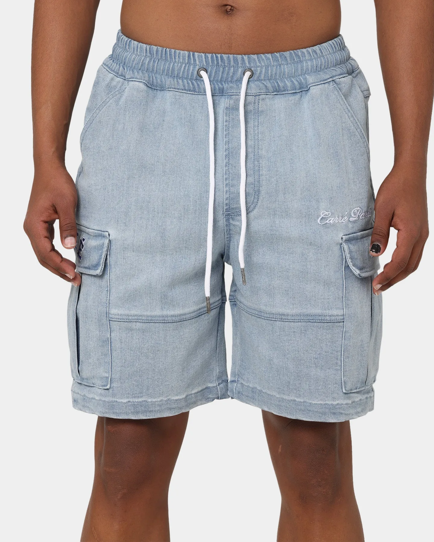 Carré Paris Denim Cargo Shorts Vintage Blue