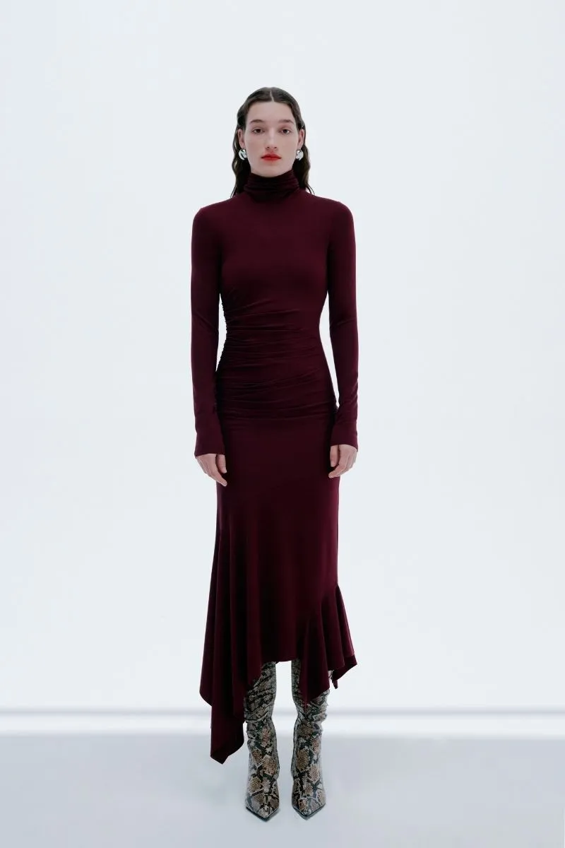 CECILY DRESS IN BURGUNDY