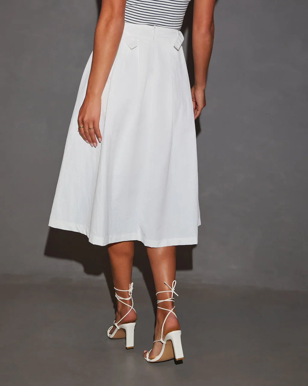 Charlena A-Line Pocketed Midi Skirt