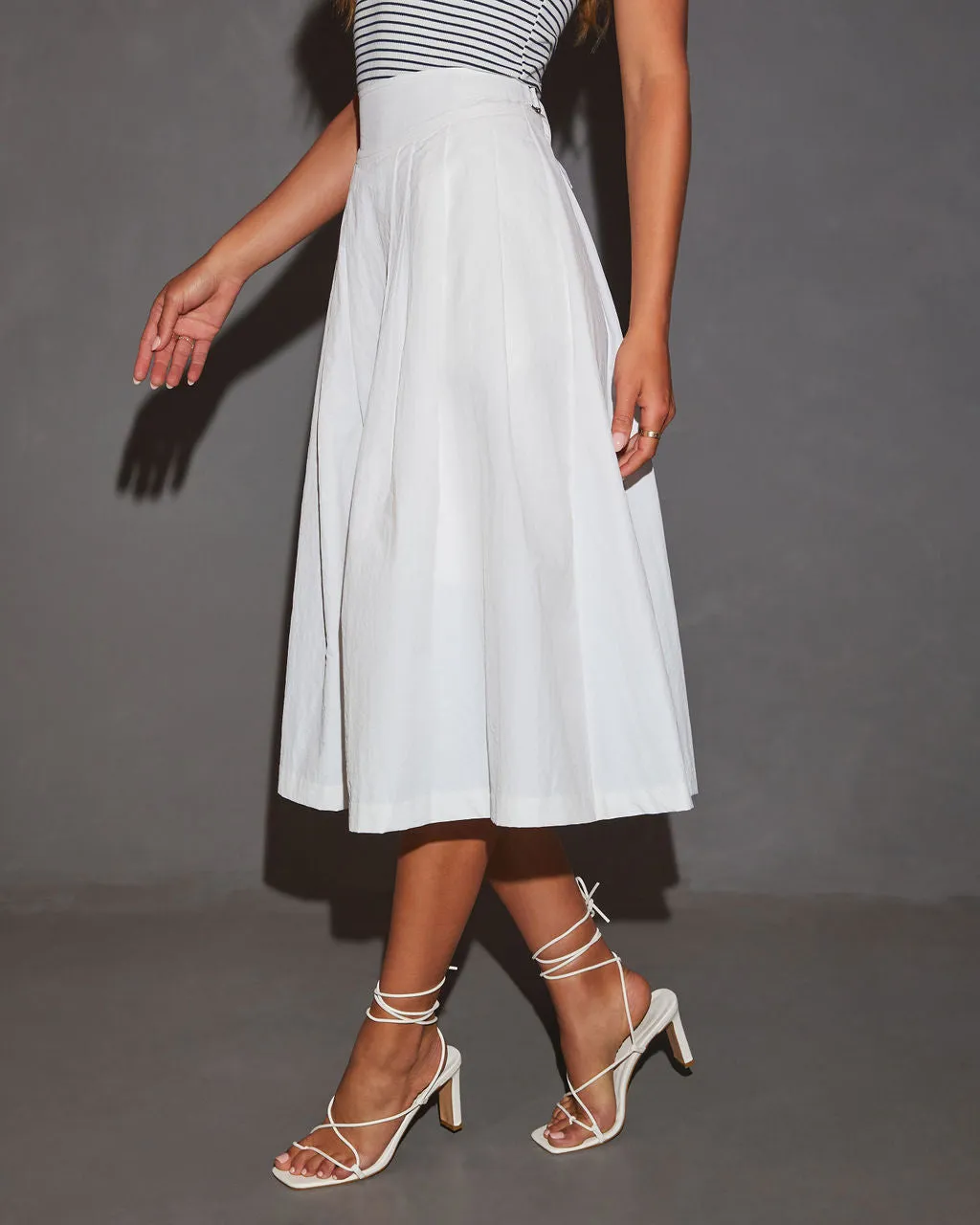 Charlena A-Line Pocketed Midi Skirt