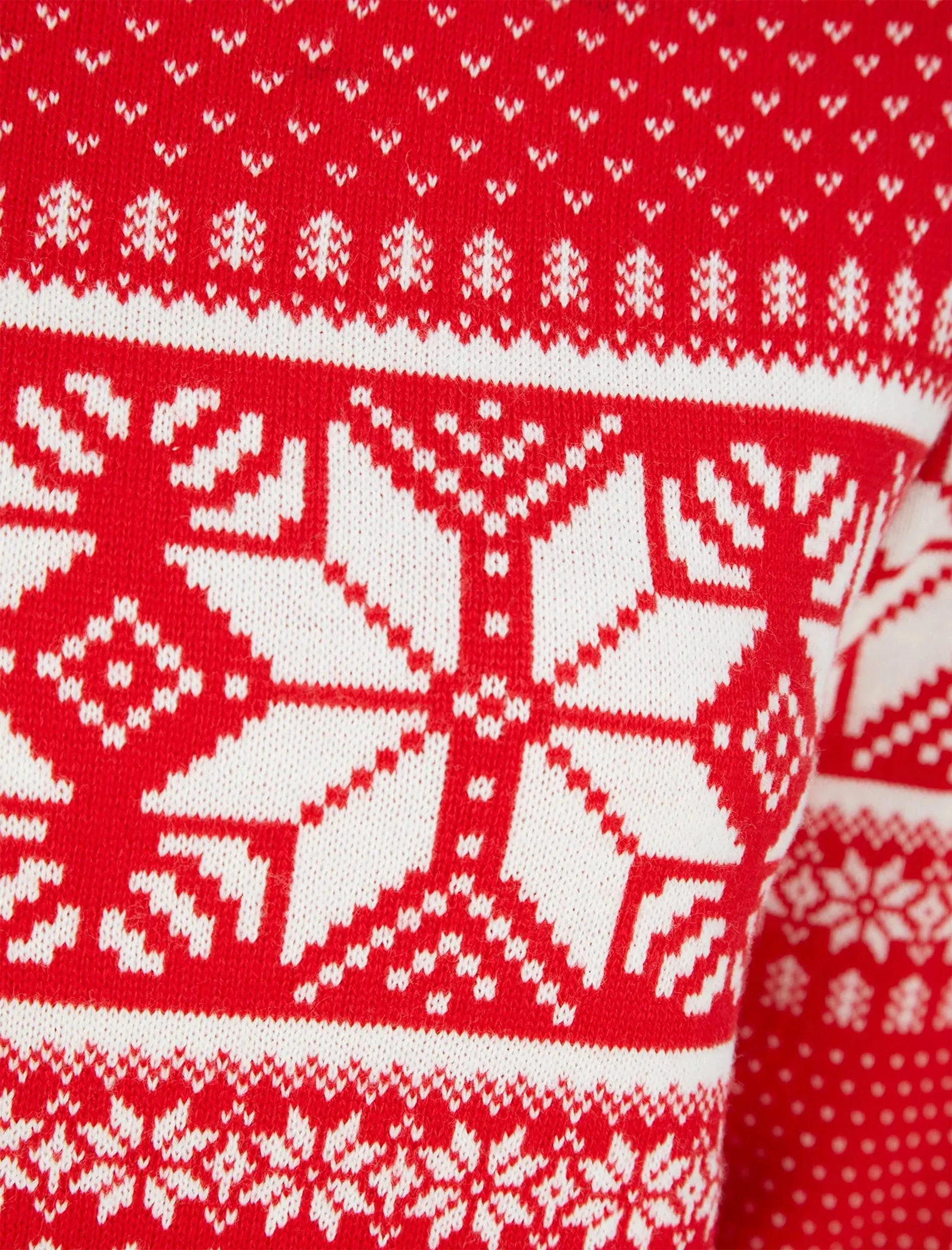 Christmas Ice Crystal Nordic Fairisle Womens Christmas Jumper - Red