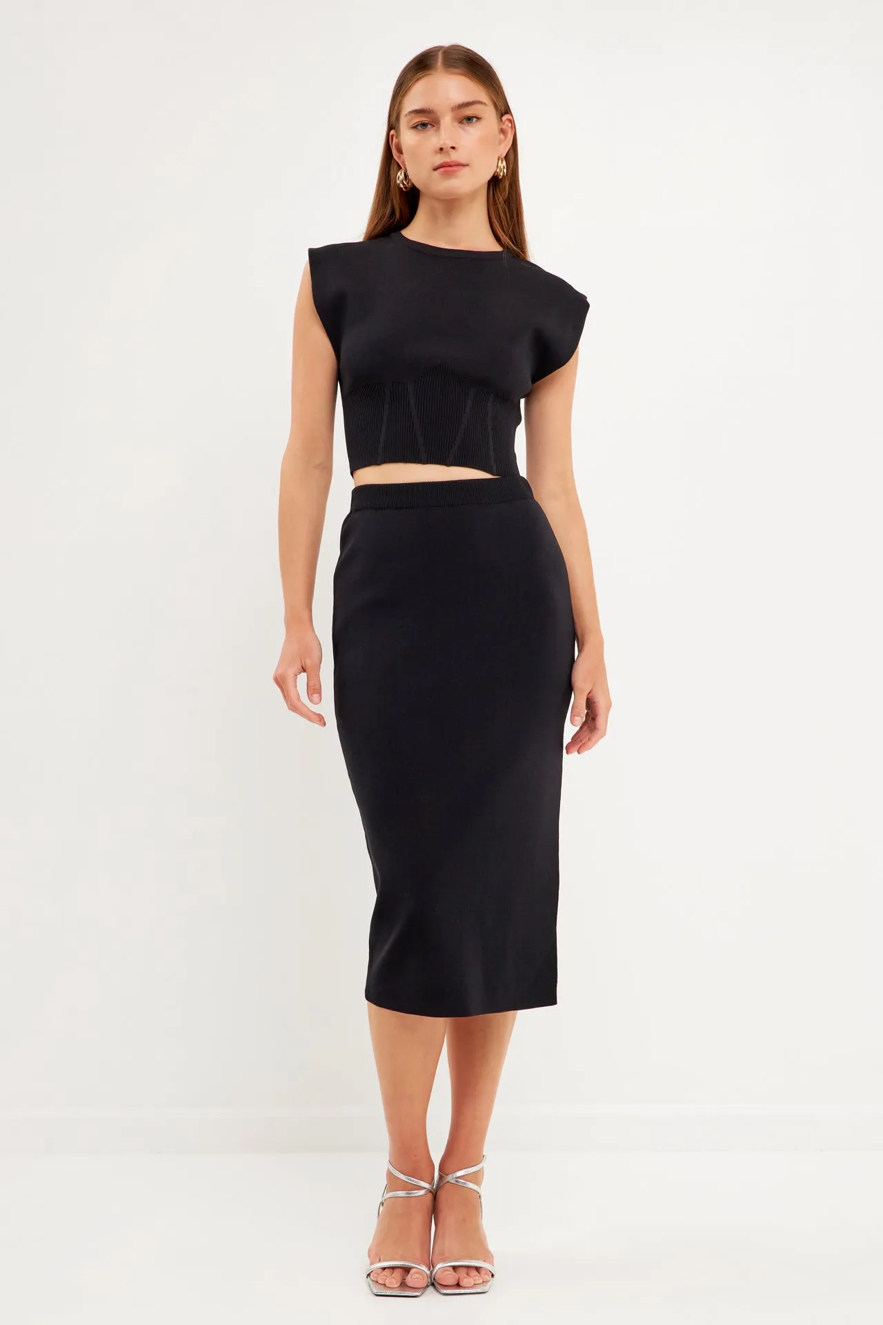 Cinched Waist Sleeveless Knit Top