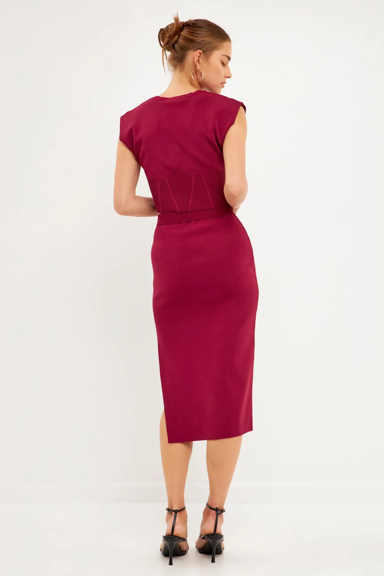 Cinched Waist Sleeveless Knit Top