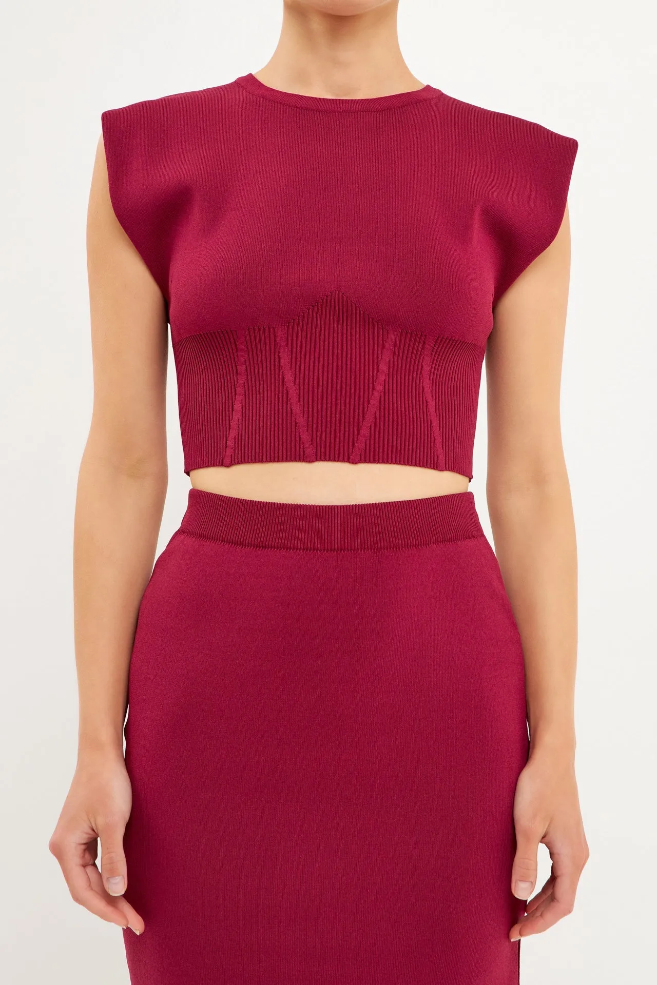 Cinched Waist Sleeveless Knit Top