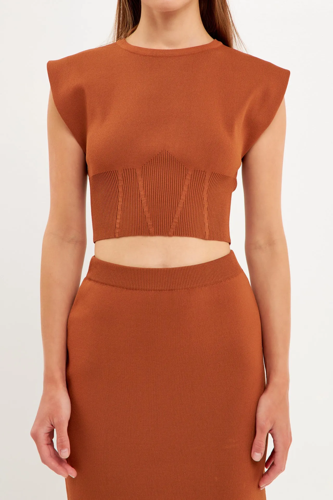Cinched Waist Sleeveless Knit Top