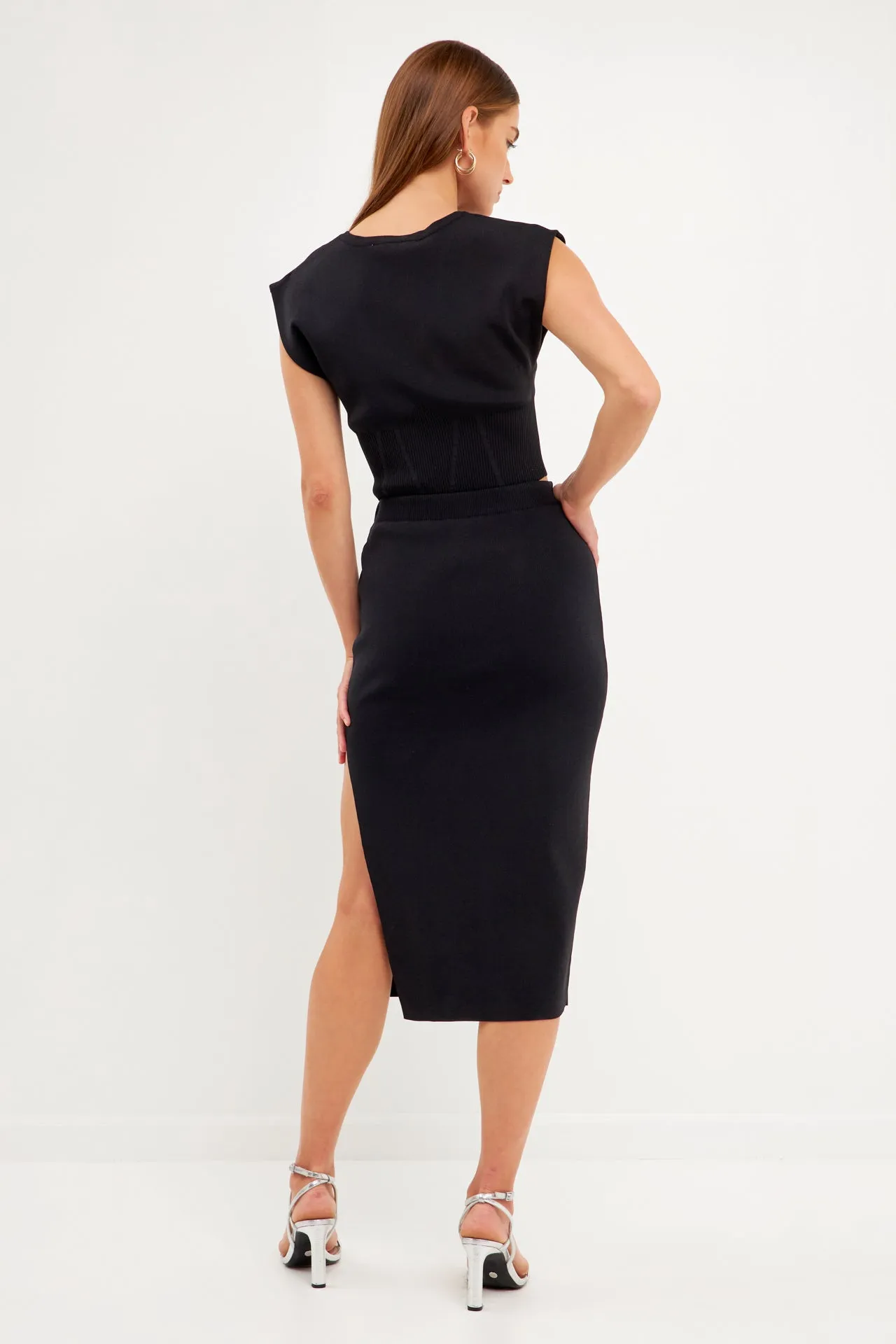 Cinched Waist Sleeveless Knit Top