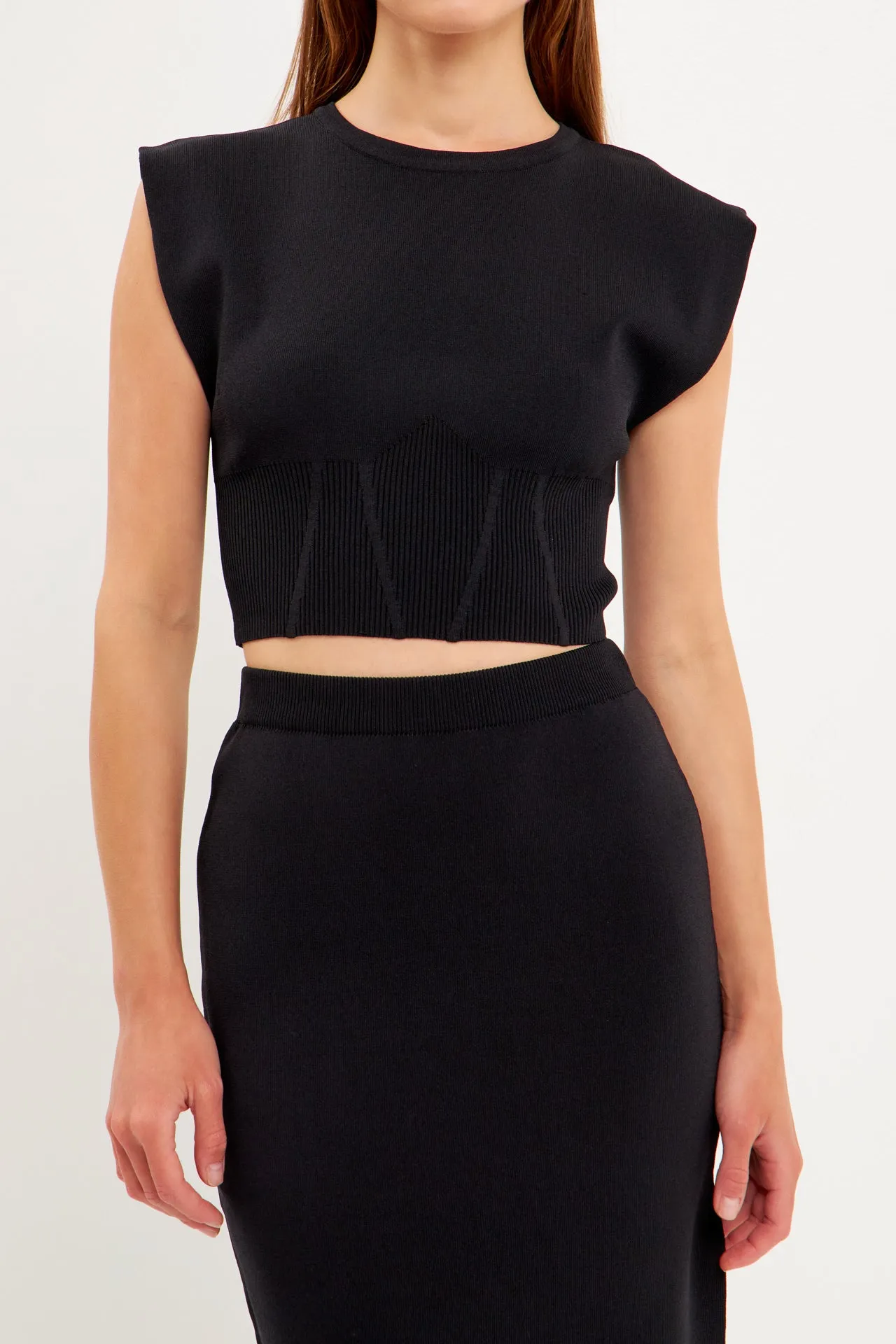 Cinched Waist Sleeveless Knit Top